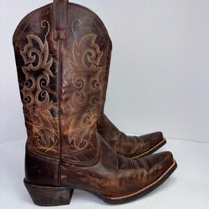 Ariat Alabama Cowboy Boots Women's 6.5 B Brown Leather Western‎ Distressed Look